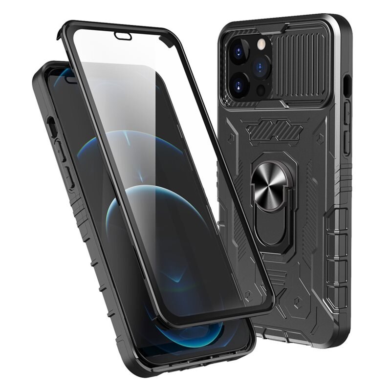 Tactical Full Protection Skal iPhone 14 Pro Svart - Tufft heltäckande mobilskal med kameraskydd