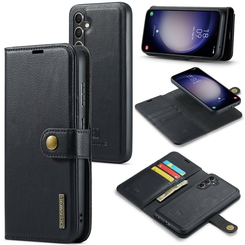 DG.MING Magnet Wallet Samsung Galaxy A56 Black - Stilrent läderfodral med avtagbart magnetiskt skal