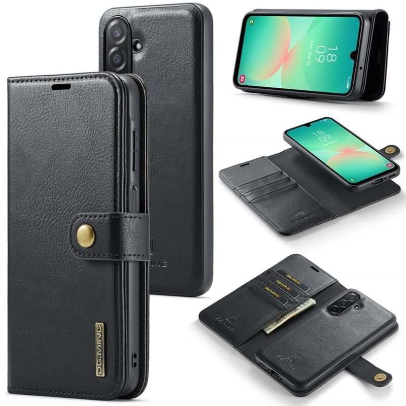 DG.MING Magnet Wallet Samsung Galaxy A26 Black - Stilrent läderfodral med avtagbart magnetiskt skal