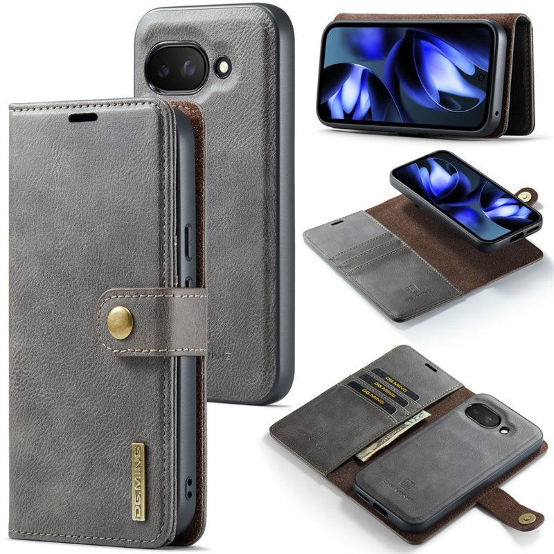 DG.MING Magnet Wallet Google Pixel 9a Brown - Stilrent läderfodral med avtagbart magnetiskt skal