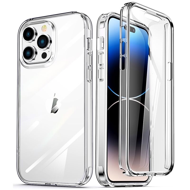 Full Protection Skal iPhone 14 Pro Max Genomskinlig - Heltäckande skal med integrerat skärmskydd