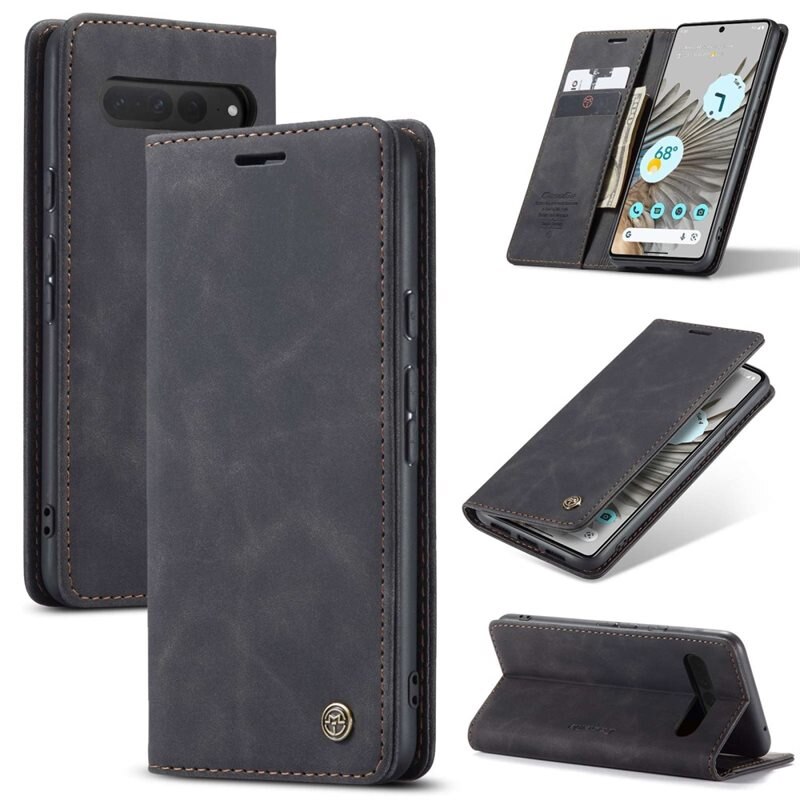 CaseMe Slim Plånboksfodral Google Pixel 7 Pro Svart - Tunt mobilfodral med plånbok