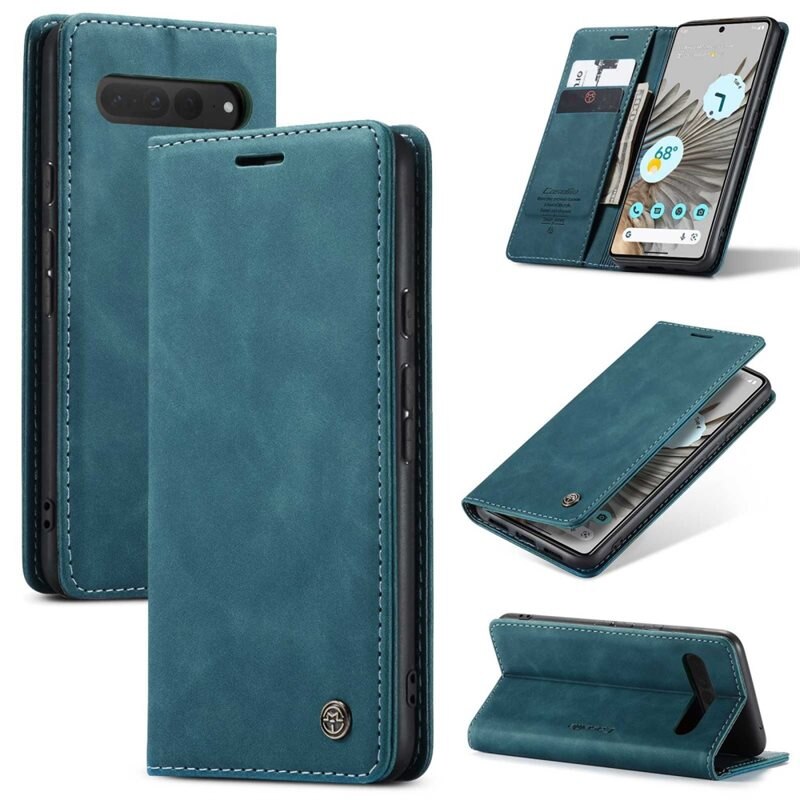 CaseMe Slim Plånboksfodral Google Pixel 7 Pro Blå - Tunt mobilfodral med plånbok