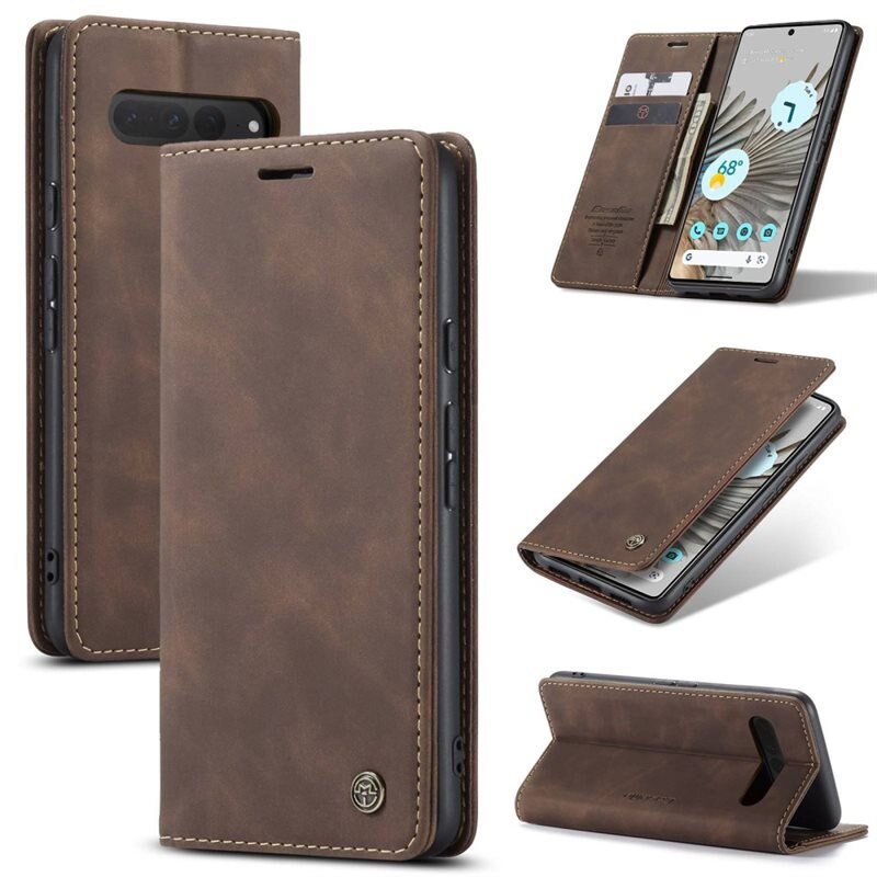CaseMe Slim Plånboksfodral Google Pixel 7 Pro Brun - Tunt mobilfodral med plånbok
