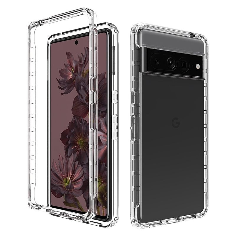 Heltäckande Skal Google Pixel 7 Pro Genomskinlig - Heltäckande mobilskal i två lager