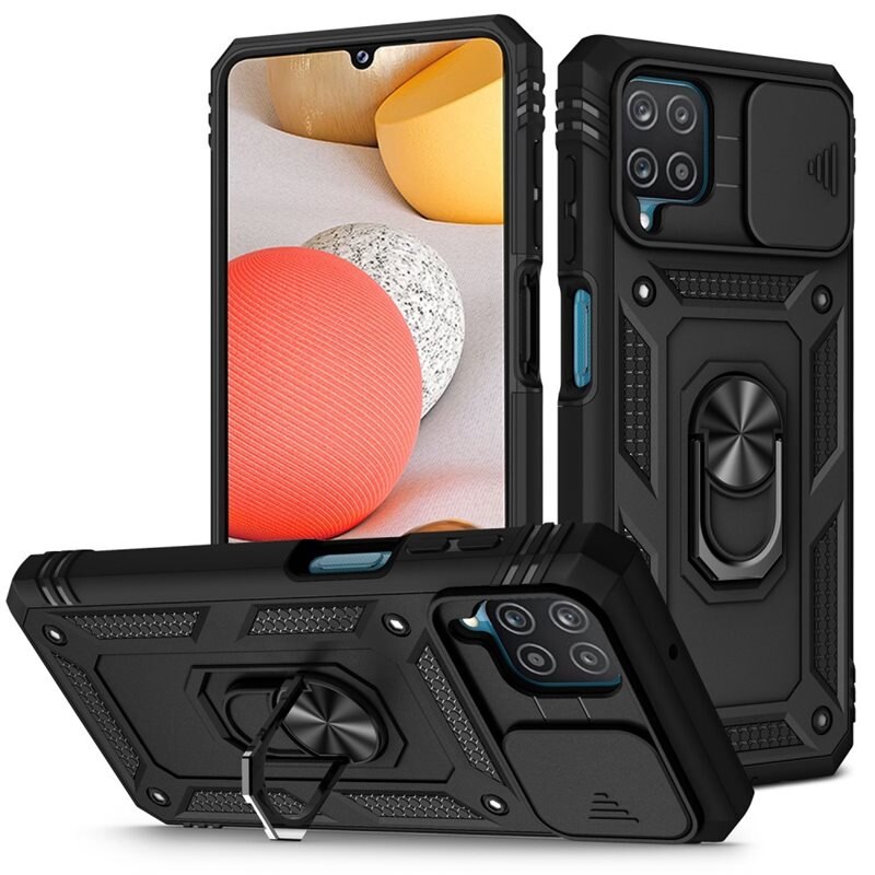Hybridskal Ring + Kameraskydd Samsung Galaxy A42 5G Svart - Coolt skal greppring kameralucka