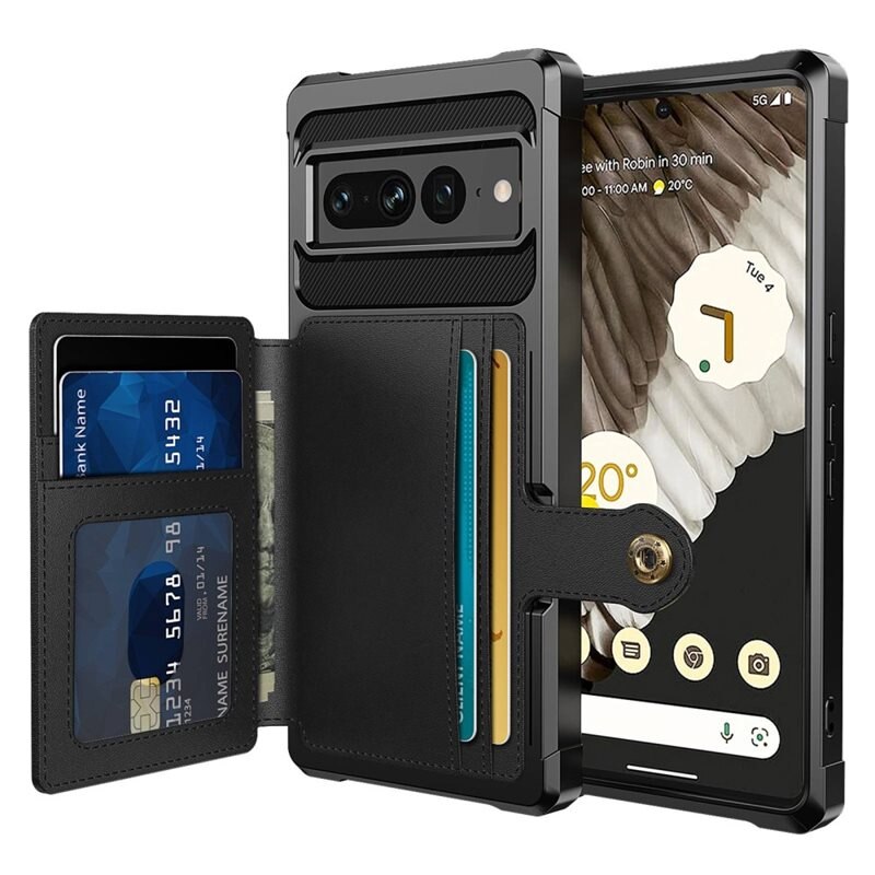 Tough Multi-slot Skal Google Pixel 7 Pro Svart - Mobilskal med praktisk plånboksfunktion - Sedelficka - Korthållare