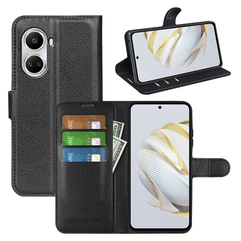 Mobilfodral Huawei Nova 10 SE Svart - Praktiskt plånboksfodral med plats för sedlar och kort
