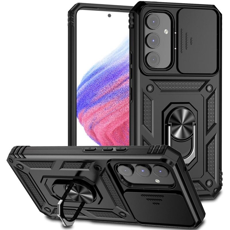 Hybridskal Ring + Kameraskydd Samsung Galaxy A54 Svart - Coolt skal greppring kameralucka