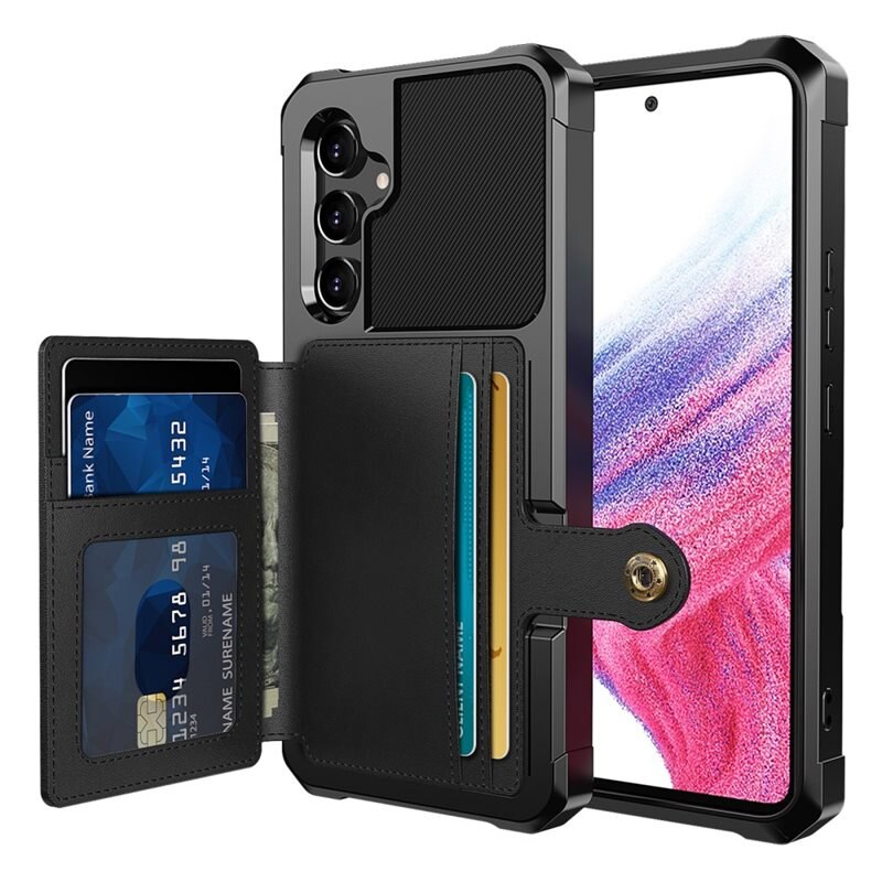 Tough Multi-slot Skal Samsung Galaxy A54 Svart - Mobilskal med praktisk plånboksfunktion - Sedelficka - Korthållare
