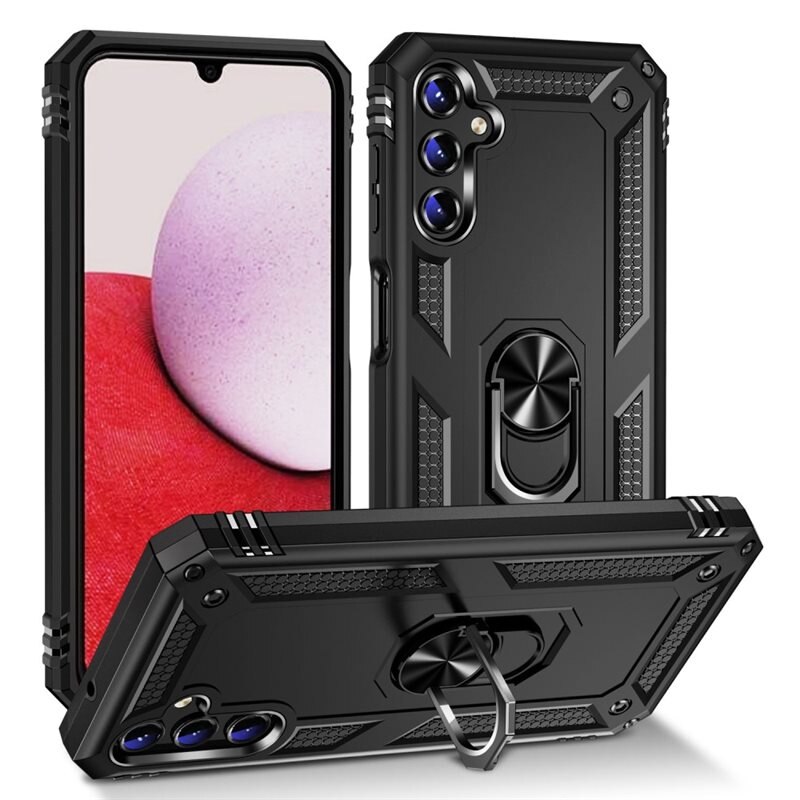 Hybridskal Tech Ring Samsung Galaxy A14 svart - Coolt skal med greppring