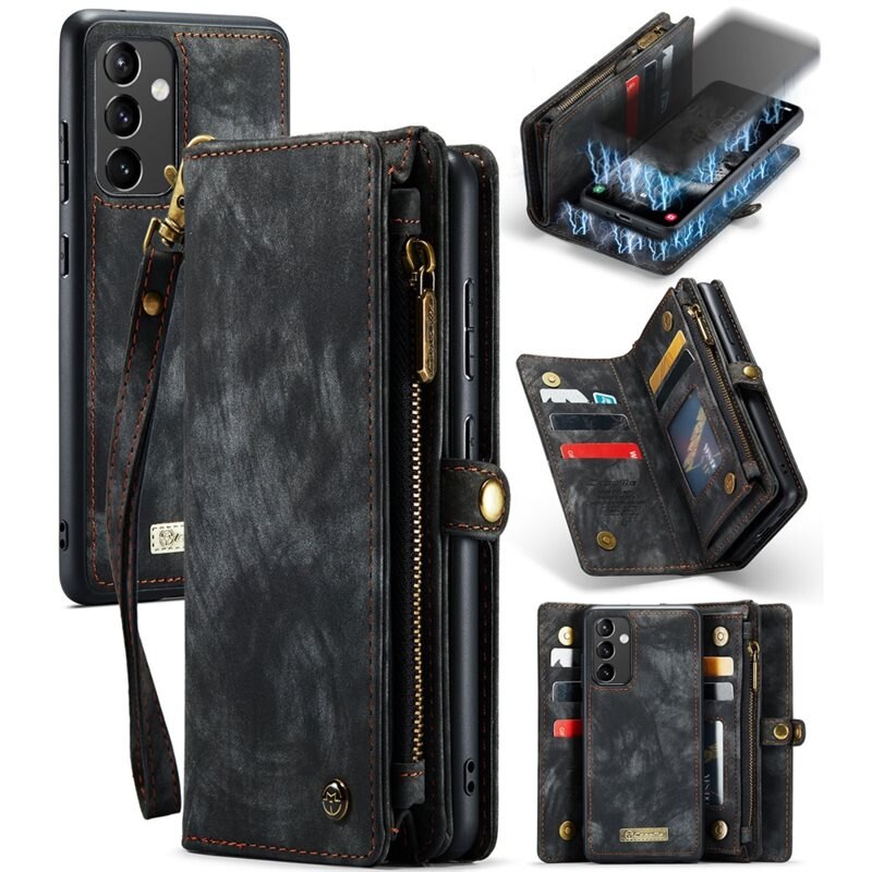 CaseMe Multi-slot Plånboksfodral Samsung Galaxy A54 Grå - Mobilfodral med extra många kortplatser - Korthållare