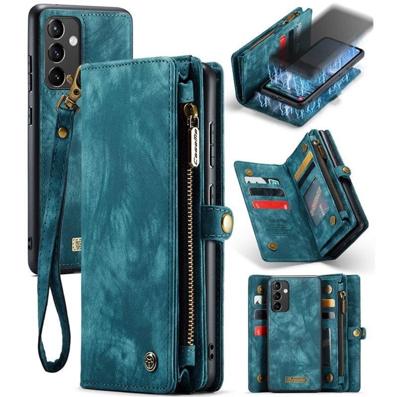 CaseMe Multi-slot Plånboksfodral Samsung Galaxy A54 Blå - Mobilfodral med extra många kortplatser - Korthållare