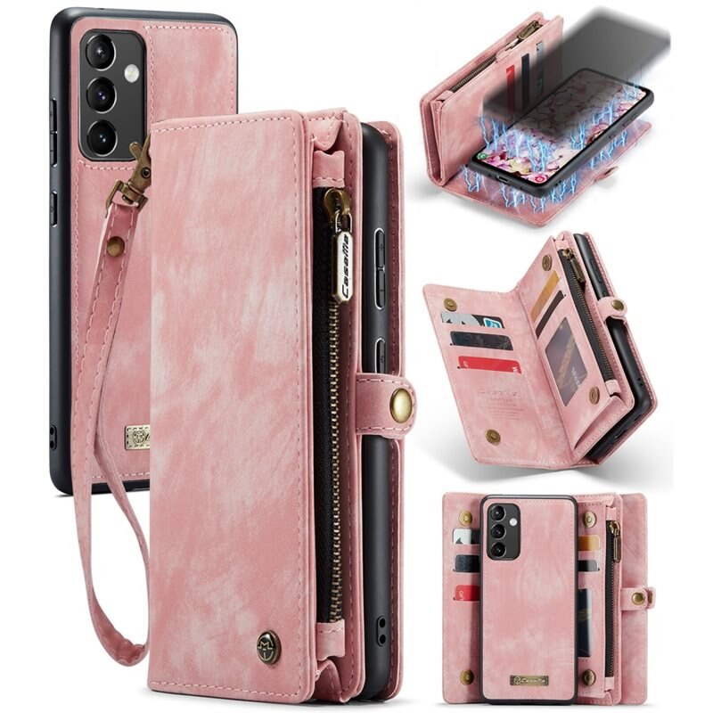 CaseMe Multi-slot Plånboksfodral Samsung Galaxy A54 Rosa - Mobilfodral med extra många kortplatser - Korthållare