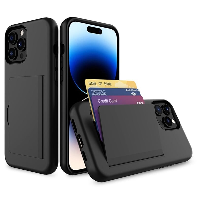 Hybridskal Kortfack iPhone 14 Pro svart