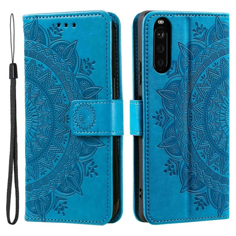 Läderfodral Mandala Sony Xperia 10 V blå - Mobilväska Dam - Mobilfodral