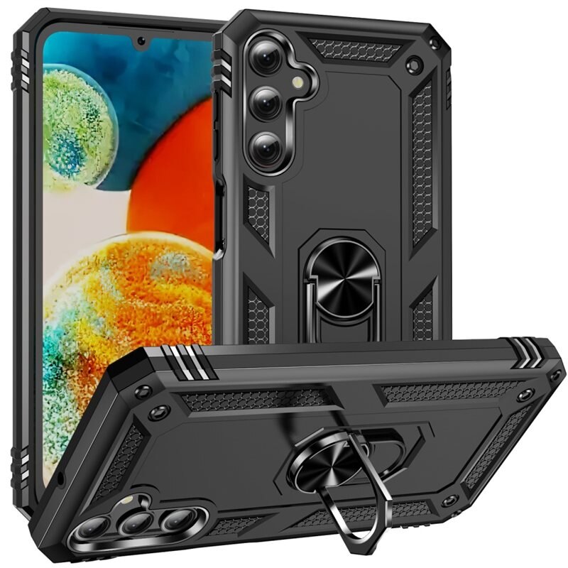 Hybridskal Tech Ring Samsung Galaxy A24 svart - Coolt skal med greppring