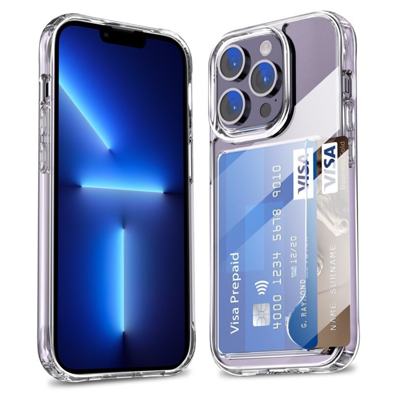 Hybridskal Kortfack iPhone 12 Pro Max Genomskinlig - Skal kortförvaring genomskinligt