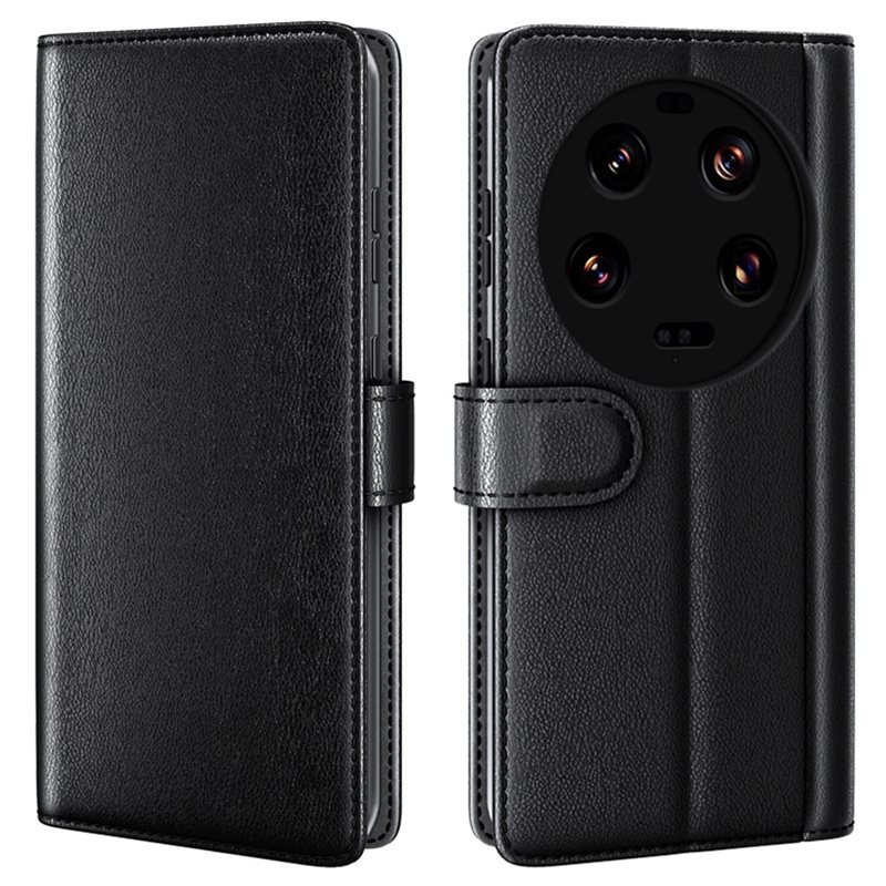 Äkta Läderfodral Xiaomi 13 Ultra Svart - Stilrent plånboksfodral med plats för sedlar och kort