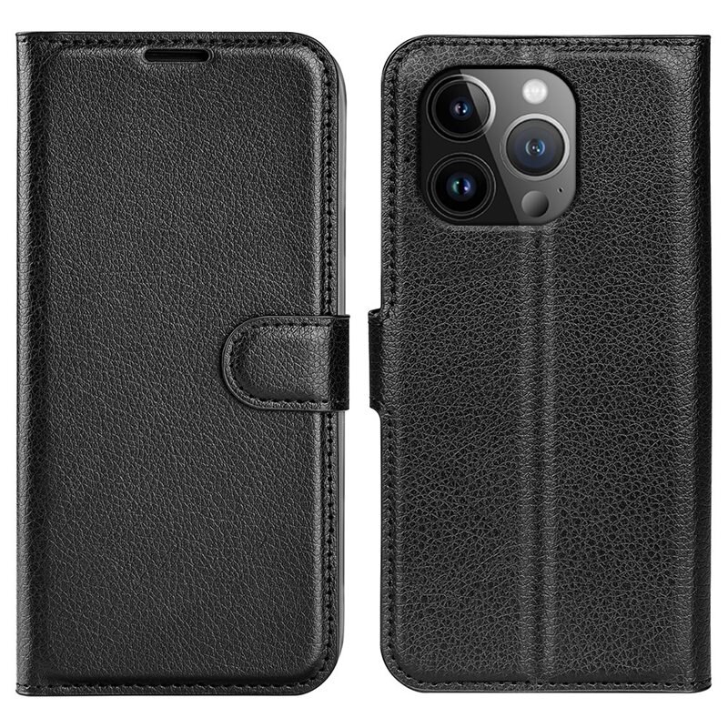 Mobilfodral iPhone 15 Pro Max Svart - Praktiskt plånboksfodral med plats för sedlar och kort
