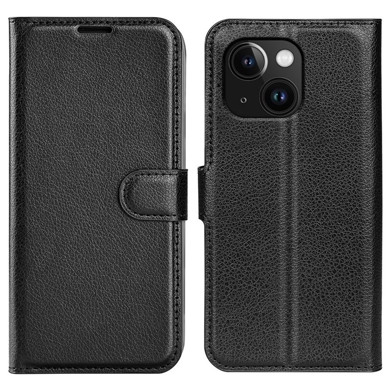 Mobilfodral iPhone 15 Plus Svart - Praktiskt plånboksfodral med plats för sedlar och kort