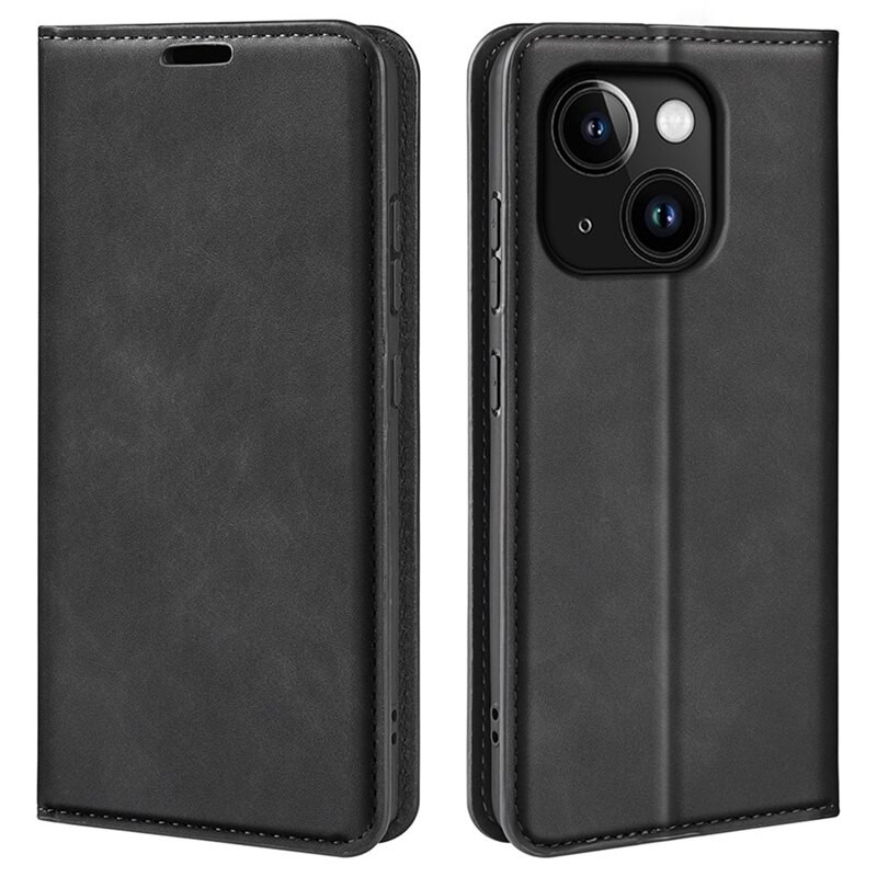 iPhone 15 Plus Slim Mobilfodral Svart - Plånboksfodral i slimmad design