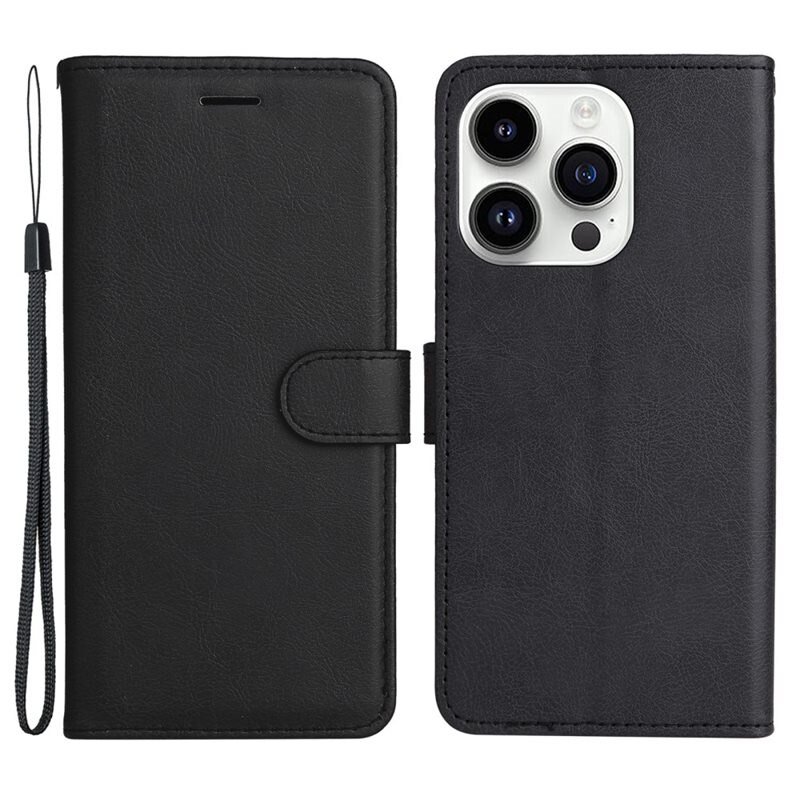 Plånboksfodral iPhone 15 Pro svart - Mobilfodral med kortfack och sedelficka