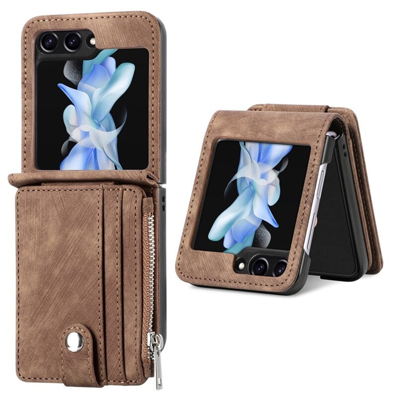 Mobilfodral Multi-slot Zipper Samsung Galaxy Z Flip 7 FE Brun