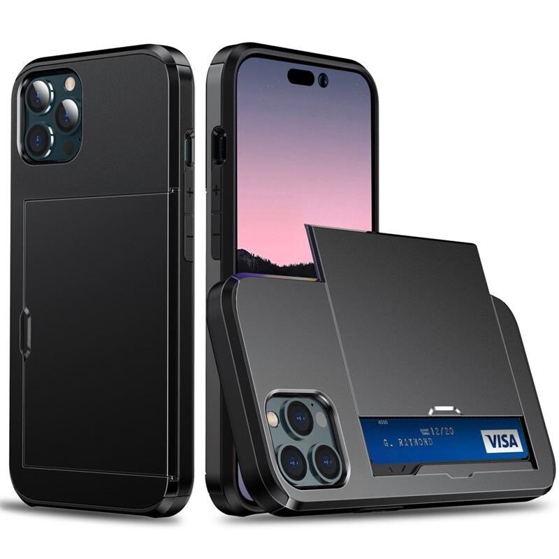 Skal Kortfack iPhone 15 Pro Svart - Mobilskal med korthållare