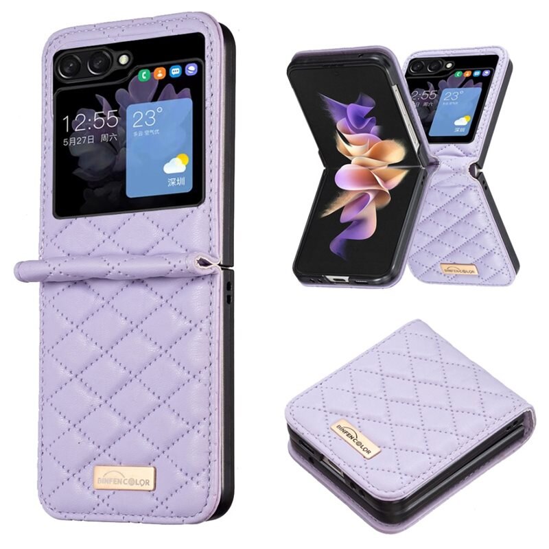 Fodral Samsung Galaxy Z Flip 5 Quilted lila - Plånboksfodral i snygg design