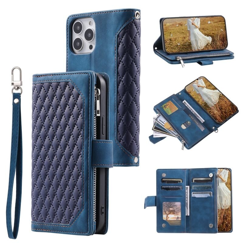 Plånboksväska iPhone 15 Pro Max Quilted Blå - Mobilväska Dam