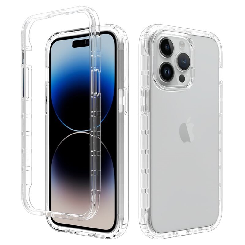Heltäckande Skal iPhone 15 Pro Max Genomskinlig - Heltäckande mobilskal i två lager