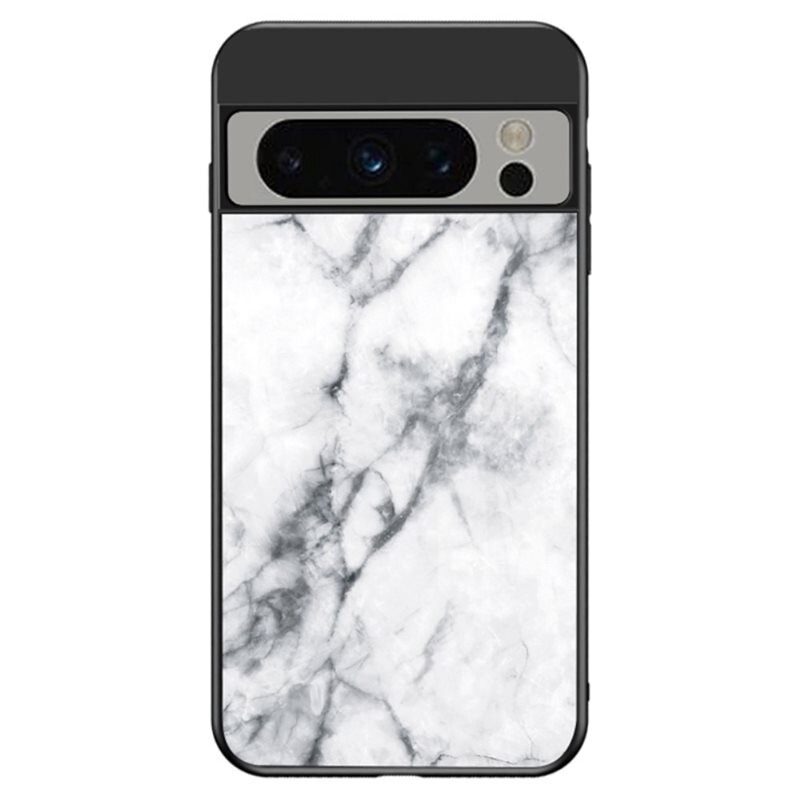 Skal Härdat Glas Google Pixel 8 Pro vit marmor - Snyggt mobilskal med mönster