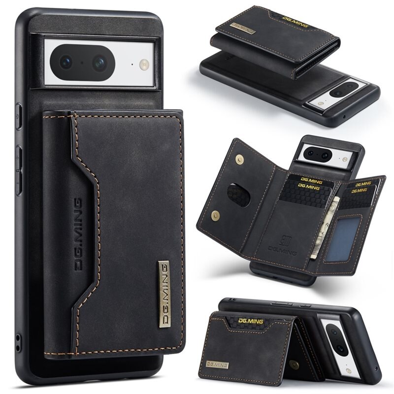 DG.MING Magnetic Card Slot Case Google Pixel 8 Svart - Stilrent läderskal med avtagbar plånbok och stativfunktion