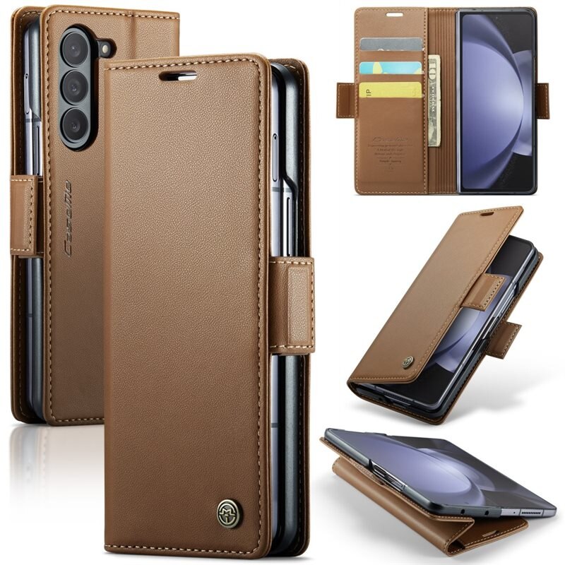 CaseMe Slim Plånboksfodral RFID-skydd Samsung Galaxy Z Fold 5 brun