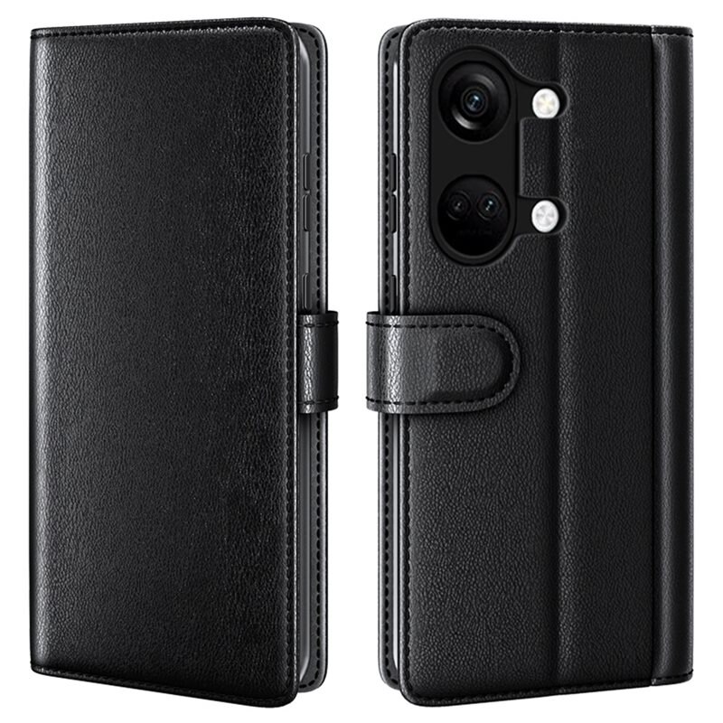 Äkta Läderfodral OnePlus Nord 3 Svart - Stilrent plånboksfodral med plats för sedlar och kort