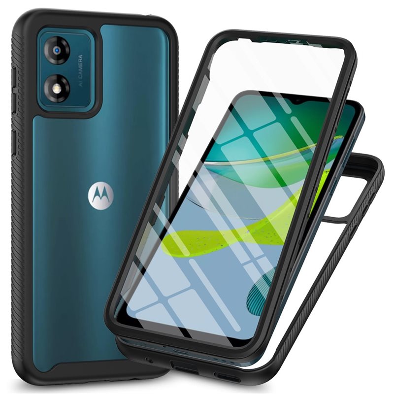 Full Protection Case Motorola Moto E13 Svart - Heltäckande skal med integrerat skärmskydd