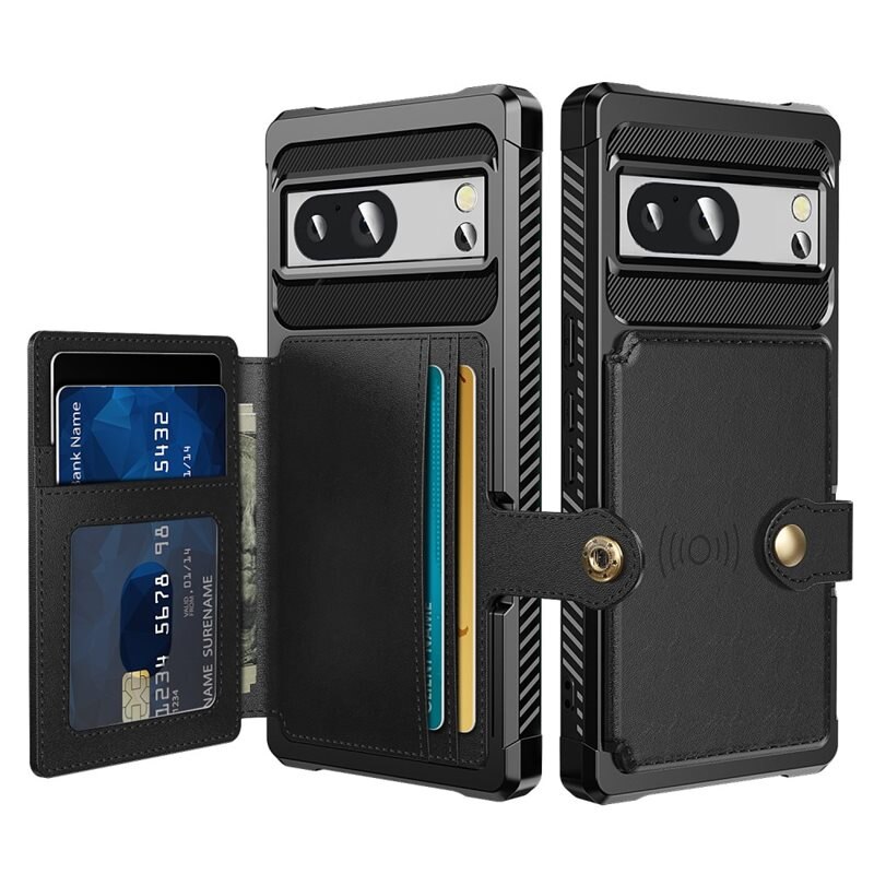 Tough Multi-slot Case Google Pixel 8 Pro Svart - Mobilskal med praktisk plånboksfunktion - Sedelficka - Korthållare