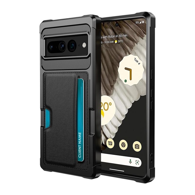 Tough Card Case Google Pixel 8 Pro svart - Extra stöttåligt skal med lättåtkomligt kortfack