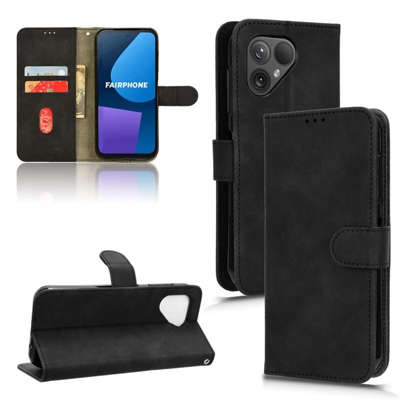 Plånboksfodral Fairphone 5 svart - Mobilfodral med kortfack och sedelficka