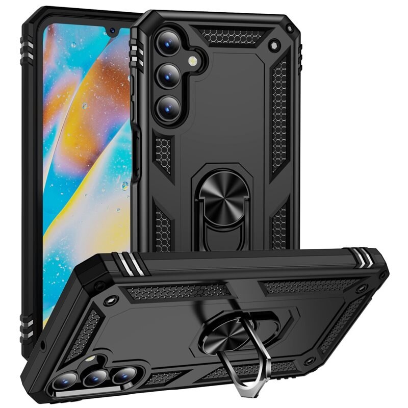 Hybridskal Tech Ring Samsung Galaxy A15 svart - Coolt skal med greppring