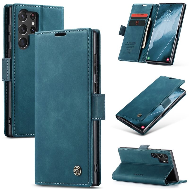 CaseMe Slim Plånboksfodral Samsung Galaxy S24 Ultra Blå - Tunt mobilfodral med plånbok