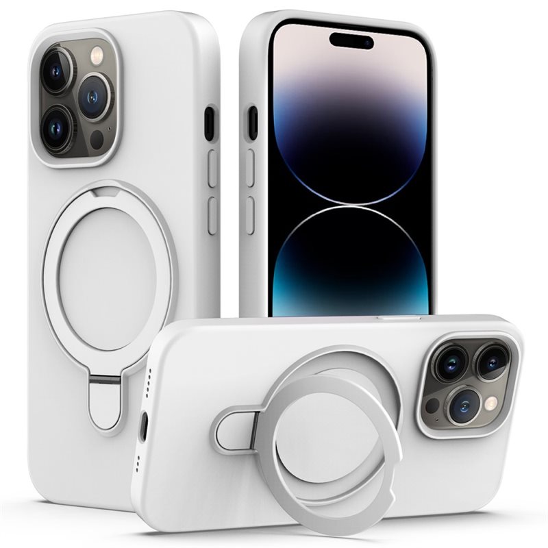 Silikonskal Kickstand MagSafe iPhone 14 Pro vit