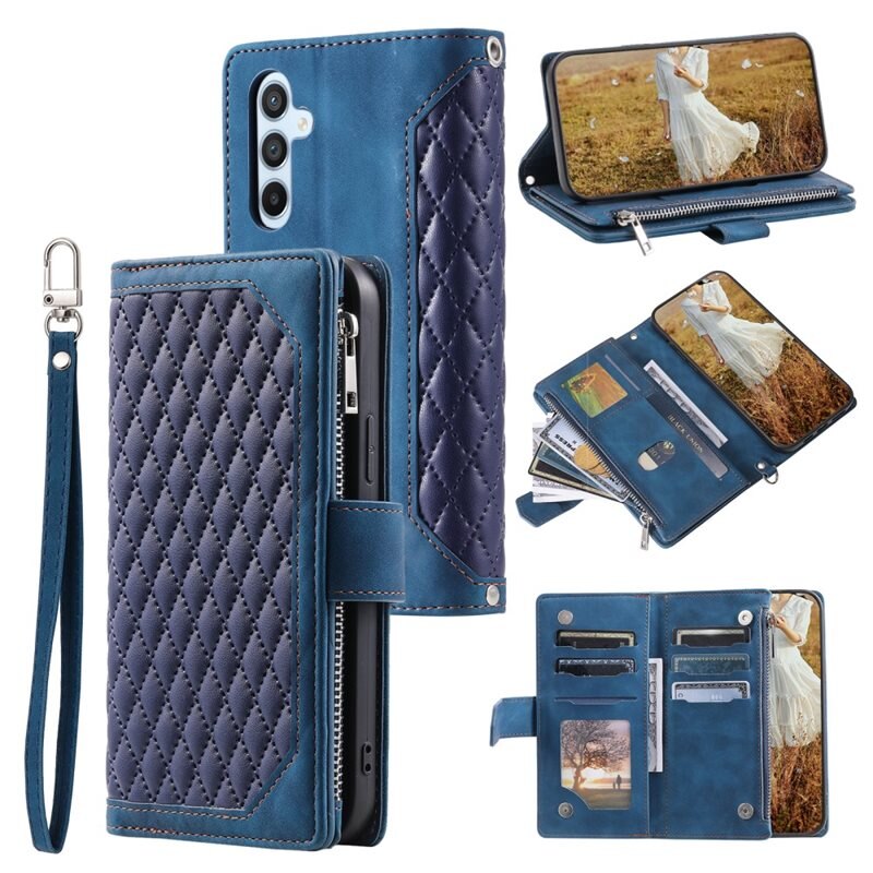 Plånboksväska Samsung Galaxy A55 Quilted Blå - Mobilväska Dam