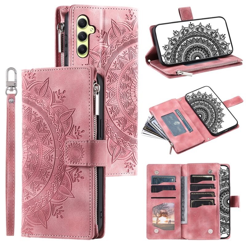 Plånboksväska Samsung Galaxy A55 Mandala rosa - Mobilväska Dam