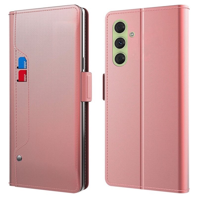 Plånboksfodral Spegel Samsung Galaxy S25 Plus rosa guld - Mobilfodral med kortfack och sedelficka