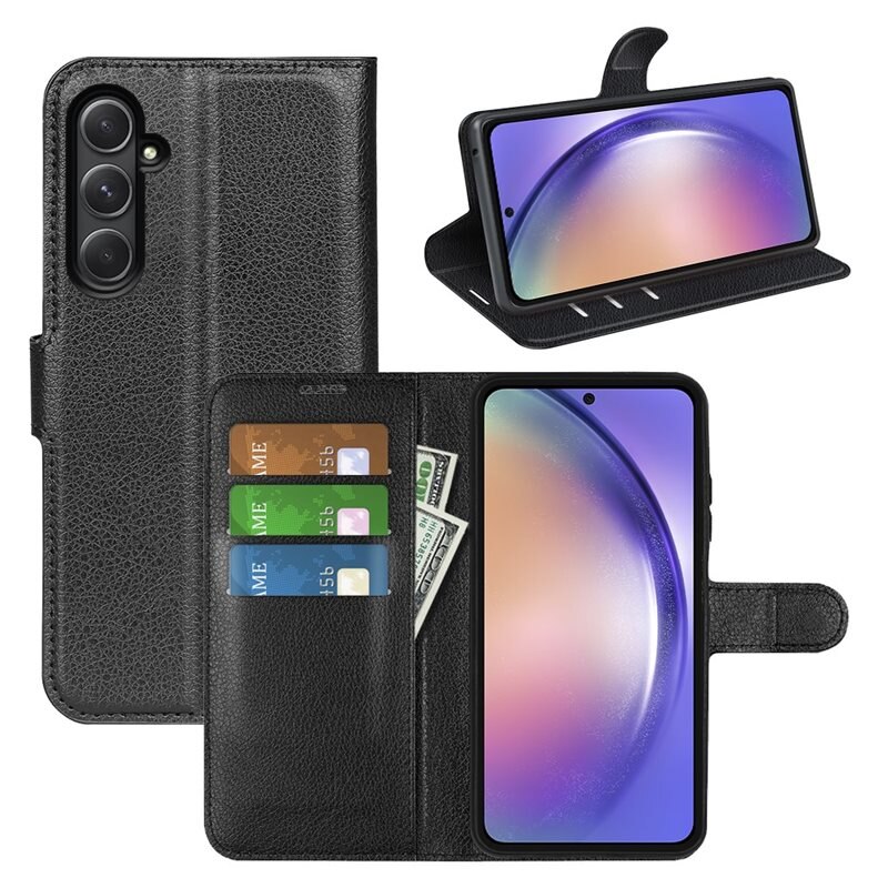 Mobilfodral Samsung Galaxy A55 Svart - Praktiskt plånboksfodral med plats för sedlar och kort