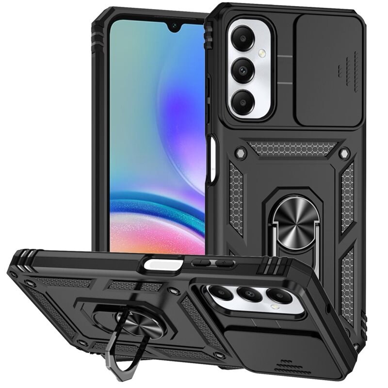 Hybridskal Ring + Kameraskydd Samsung Galaxy A05s Svart - Coolt skal greppring kameralucka