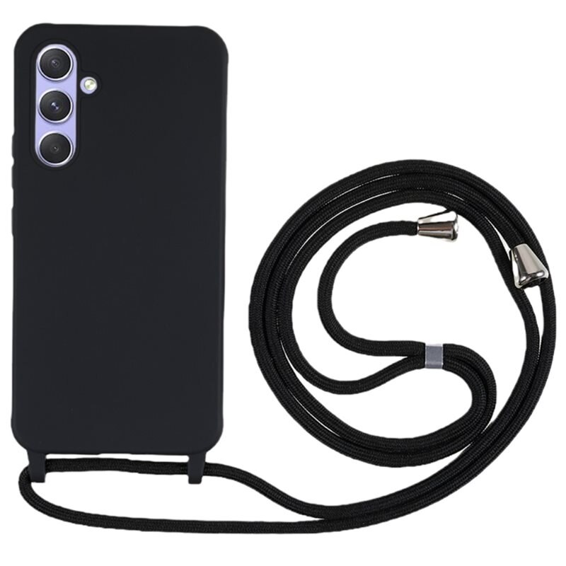 Skal Halsband Samsung Galaxy A55 svart - Mobilskal med praktisk bärrem