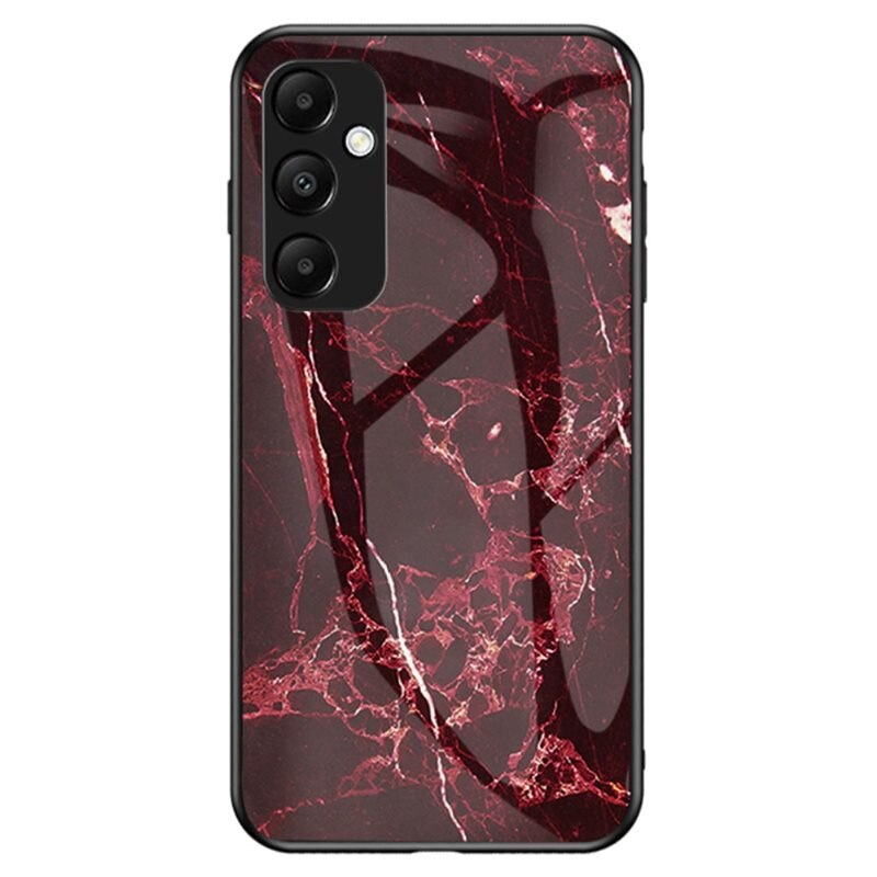 Skal Härdat Glas Samsung Galaxy A55 röd marmor - Snyggt mobilskal med mönster